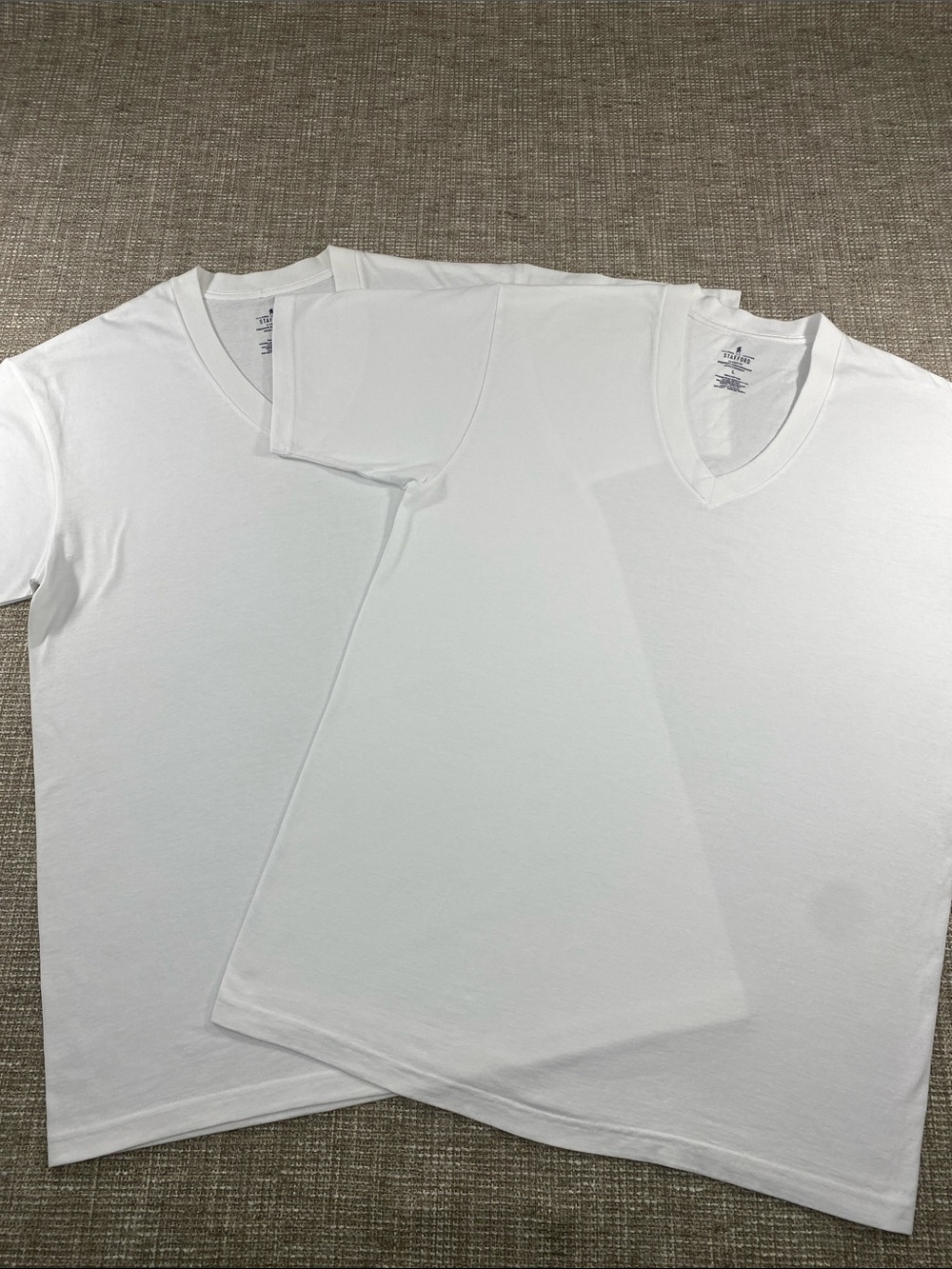 2 white’ STAFFORD ‘ tees. Mens large 100% cotton